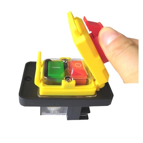 HTYBXM KJD12-14 Interruptor de botão de partida, paragem e libertação de voltagem de 250 V e 6 pinos, comum para máquinas de carpintaria e metalurgia