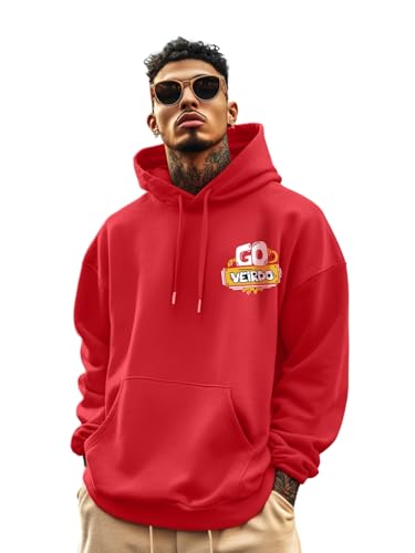 Image of Veirdo Cotton Poly Fleece Oversized Hooded Sweatshirt Baggy Fit Stylish Pocket Graphic Printed Hoodie for Men (Available in Sizes: S to 3XL)