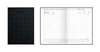Idena 12077 - Buchkalender DIN A5 2026, 1 Tag auf 1 Seite, Sa/So auf 1 Seite, Terminplaner mit wattiertem Hardcover-Einband in Schwarz
