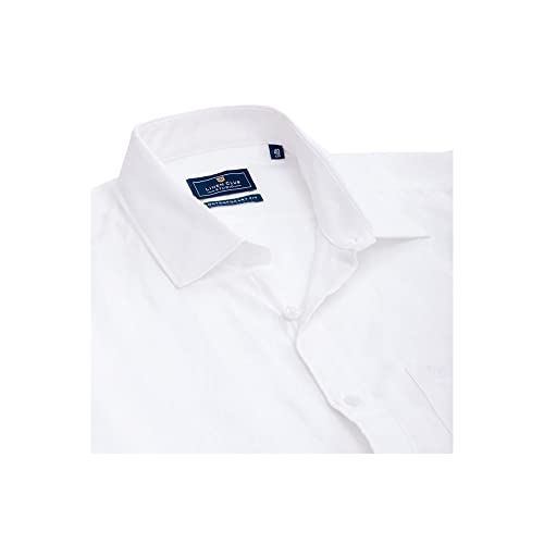 Image of Linen Club Men's Pure Linen White Solid Slim Fit Half Sleeve Casual Shirt