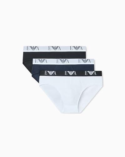 EMPORIO ARMANI Calzoncillos para Hombre, Blanco/Azul Ar/Negro, M
