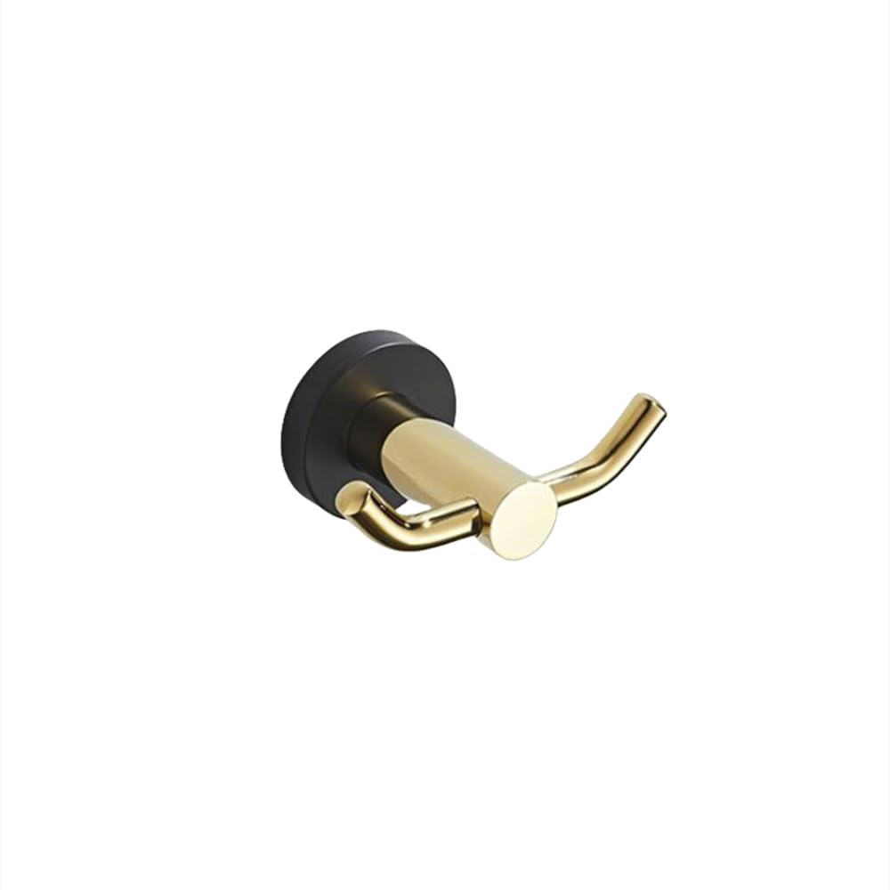 Tyuhduyur Gold Bathroom Hardware Fixture Set, Towel Bar, Bathroom Towel Rack, Toilet Brush, Toilet Paper Holder, Robe Hooks, Towel Ring (Gold),Single Bar (Robe Hooks)