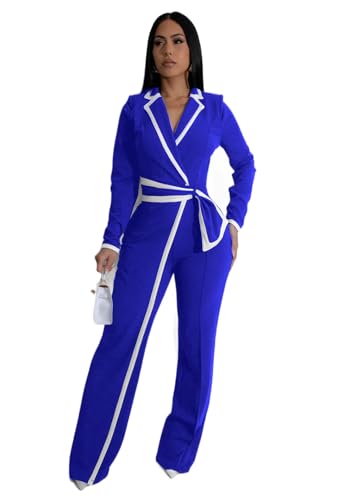 Combinaison col en V femme qui affine la taille avec sa ceinture et son effet deux pièces