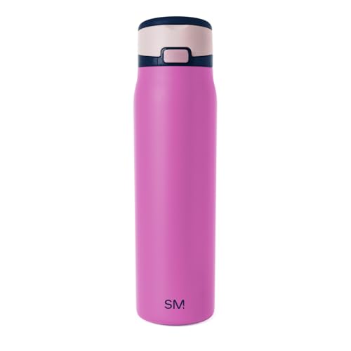 Image of Simple Modern Water Bottle with Straw & Handle | 30oz | Pink | Mesa Loop Insulated Water Bottle for School, Sports, Travel | Leak Proof, Stainless Steel | Fuchsia Mix