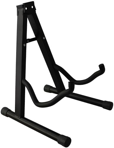 Guitar Stand Folding Universal A frame Adjustable Stand for All Guitars Acoustic Classic Electric Bass Travel Guitar Stand - Black - View 3