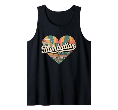 Camiseta Manhattan Heart - Vintage NYC Skyline Travel Camiseta sin Mangas