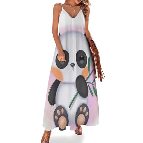 Robe longue panda femme pour éviter la chaleur de l'été grâce à sa coupe sans manches