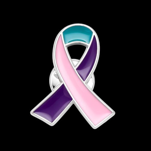 Image of 6Pcs Awareness Enamel Ribbon Lapel Pins Ribbon Brooch Pin for Charity Events Survivor Campaign Party Favors Supplies