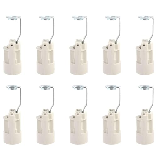 Futongda 10Pcs Portalámparas E14, Portavelas e14 Portalámparas e14 Blanco, 70mm de Altura, 250V 4A Portalámparas para Vela Casquillo (Diámetro 23 mm)
