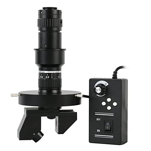 Microscope 2_D 3_D 0.6X-5X Industrial Stereoscopic Stereo 200X C Mount Zoom Lens with 208/pcs LED Ring Light for Video Microscope Camera(Manual)