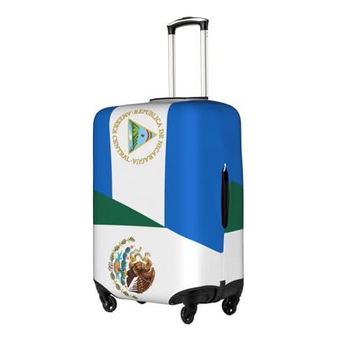 Travel Luggage Cover Half Nicaragua Half Mexico Flag Fashion Washable Baggage Suitcase Protector Fit For Luggage X-Large2