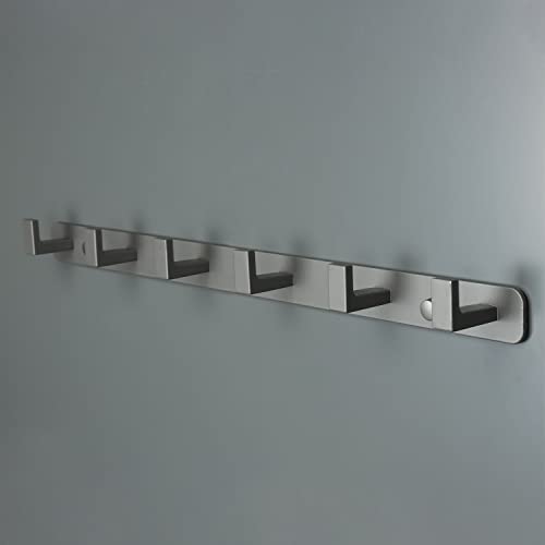 Image of Coat Rack, Heavy Duty Stainless Steel 6 Tri Coat Hook Hanger, Wall Mounted Storage Wall Hooks, Rustic Clothes Hook /Key Hook Rail for Bathroom Kitchen Entryway(6 Hook Grey)