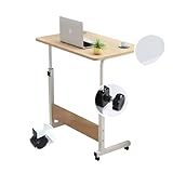 JANDTEK Mesa con Ruedas y Altura Regulable 60x40cm | Escritorio Portátil con Estantería – Ideal para Ordenador, Cama o Sofá (Marron Sencilla)