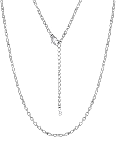 Suplight Stainless Steel Cable Chain Necklaces for Men Women 14K Gold/Black/Rose Gold Plated Cable Link Chains, 2mm Thin & Dainty & Sturdy Chains for Pendant 14