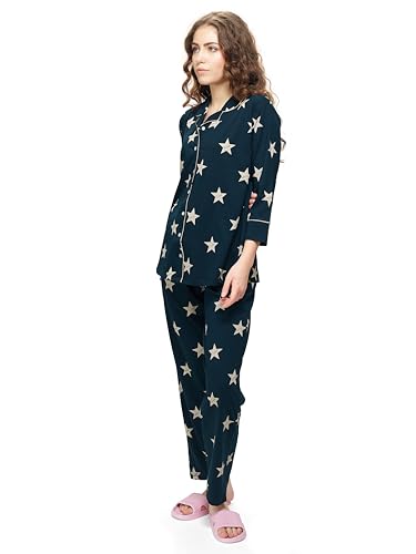 Image of WEET Women's Star Printed Cotton Night Suit Set