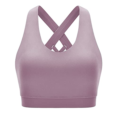 Image of Sports Bras for Women High Impact Support for Yoga Gym Running Workout Fitness Strappy Sports Bra with Padded Removable Cups, Purple, X-Small