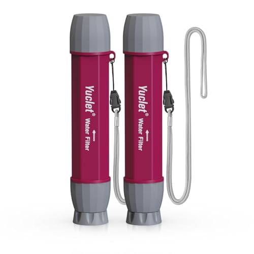 Yuclet Emergency Water Filter Straw for Survival, Camping &amp; Hiking, 2 Pack