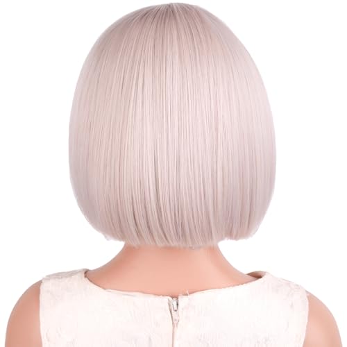Image of Kids Blonde Wig Girls White Blonde Bob Wigs Child Short Middle Part Wig for Kids Synthetic Wigs