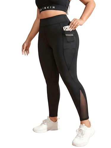 Image of BLINKIN Plus Size Gym Pants for Women's Workout - The Ultimate Yoga Pants | Workout Lowers | Mesh Leggings |Gym Track Pants for Women (PLUSS-2012)