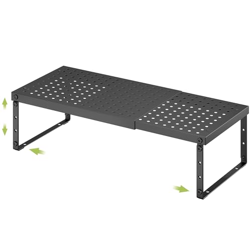 RUILALIFE Expandable Cabinet Organizer Shelf With Adjustable Height, Stackable Kitchen Countertop Organizer Rack, Adjustable Shelf Riser For Kitchen Counter, Pantry, Cupboard, Desk, Tabletop