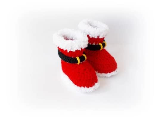 Christmas Baby Boots Crochet Santa Shoes (3-6 months)4