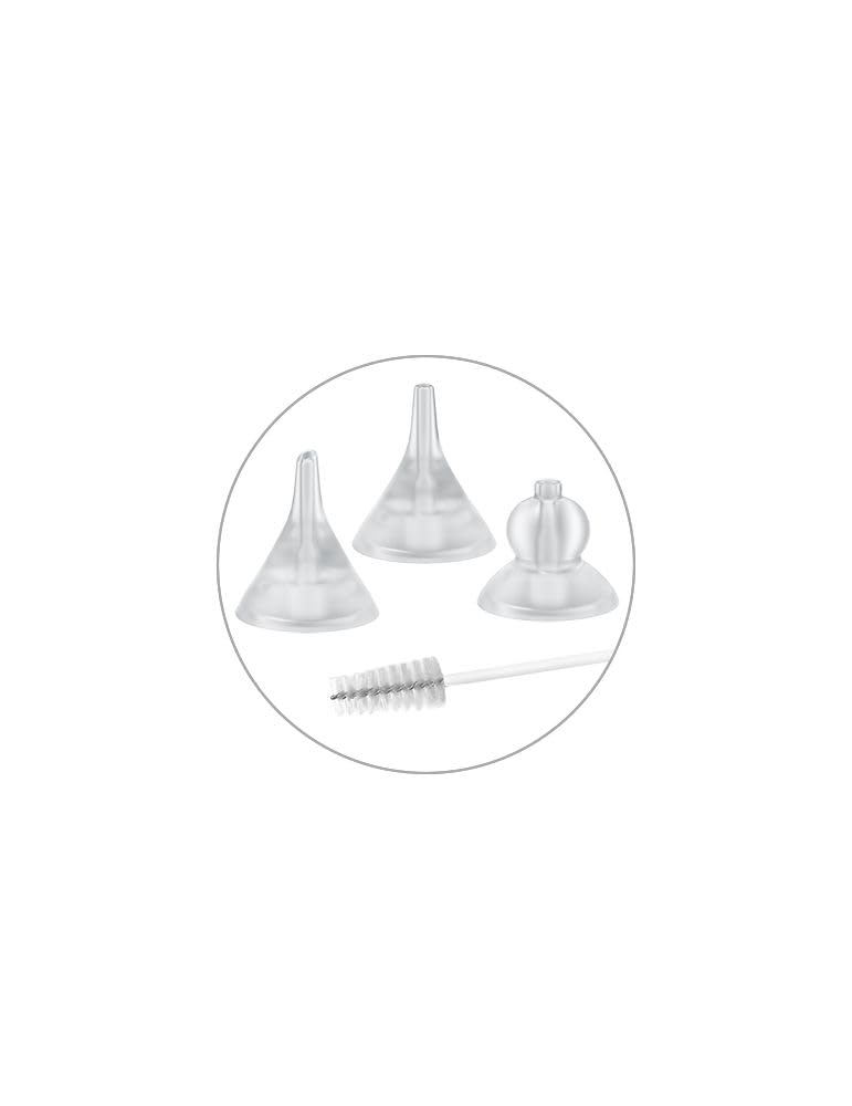 BabyOno Aspirador nasal electrónico, silicona, 3 boquillas suaves, carga USB-C, 65 kPa, 50 dB, modelo 1470/01
