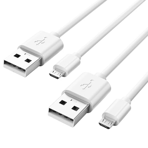Superer 2-Pack 5FT White Micro USB Charger Cable Fit for PS4 Controller, Kindle Paperwhite, Amazon Fire Tablet, Xbox One X S, Roku Streaming Stick, Fire TV, Android Phone Charging Data Sync Power Cord