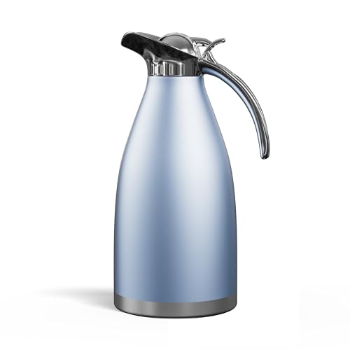 Coffee Carafe 68oz/2L Hot Water Dispenser, Insulated Stainless Steel Double Walled Vacuum Flask, 12 Hour Hot Beverage Dispenser, Coffee Pitcher Pot for Keeping Hot Chocolate Water Tea (Black)