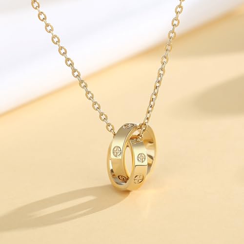 pralajew Love Necklace, Interlocking Circle Necklace, Dainty Pendant Necklace for Women, Stocking Stuffers for Women Valentines Christmas - Image 8