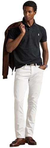 Image of POLO RALPH LAUREN Men Custom Fit Mesh Pony Logo Shirt (M, BlackMarblHtr)