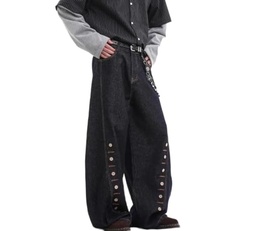 Men Oversized Loose Denim Pants Vintage Harajuku Style Straight Trousers Office Work Jeans