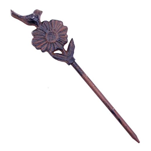 Import Wholesales Cast Iron Garden Hose Guide Bird On Daisy 12.625" Tall
