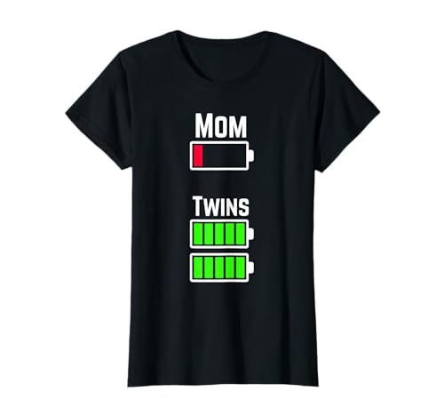 Tired Twin Mom Low Battery Charge T-Shirt