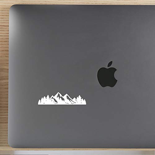 Image of Mountain Tree Forest Vinyl Decal for Car (White) (Set of 2) RV Camper Waterproof Small Mountain Car for Bumper Door Panel Car Decal Laptop Tuber Wall Window Phone Mug Accessory Decoration
