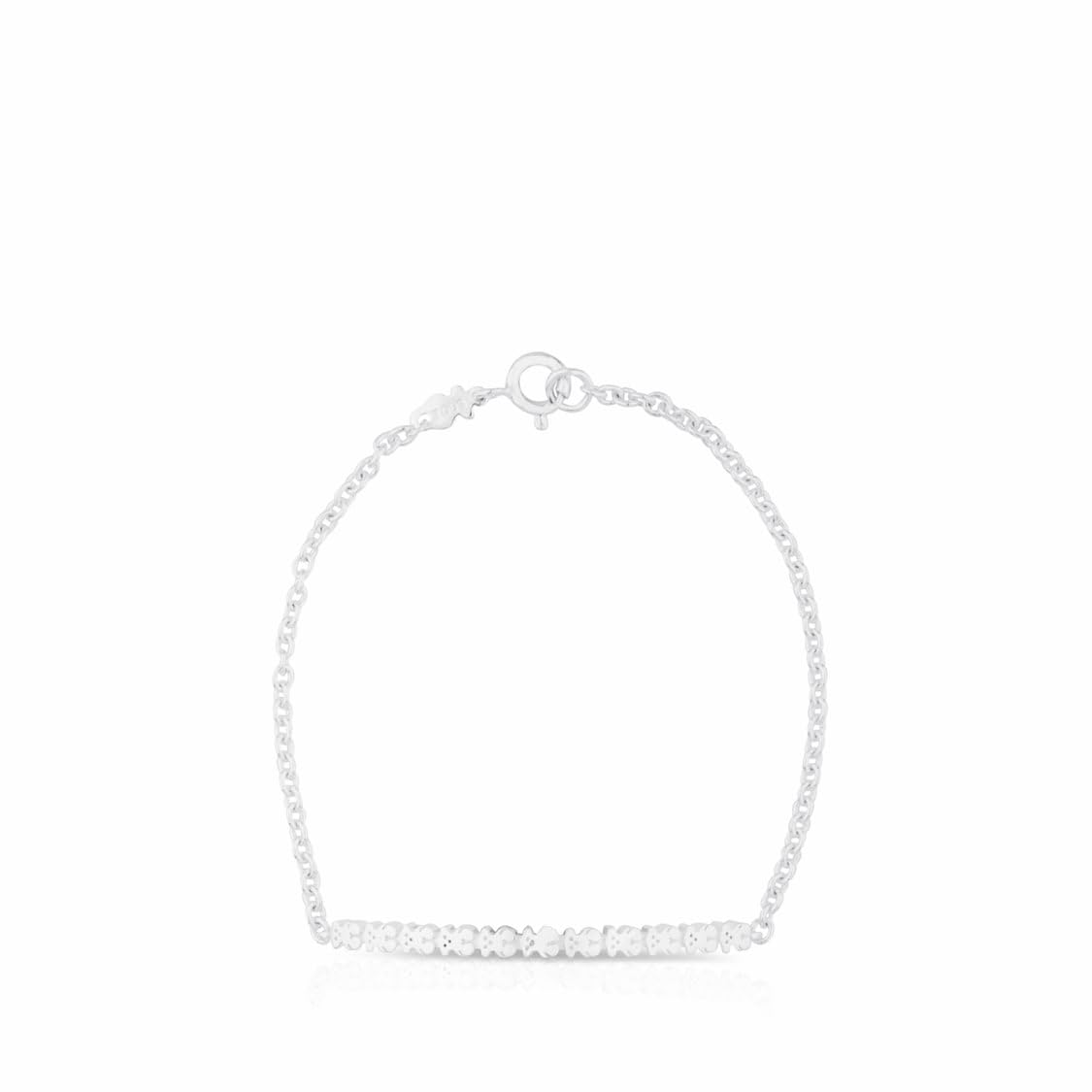 TOUS Pulsera de Plata de Primera Ley para Mujer con Motivo de 3.4cm, 17.5 cm de Largo, Clásica y Elegante, Colección Straight