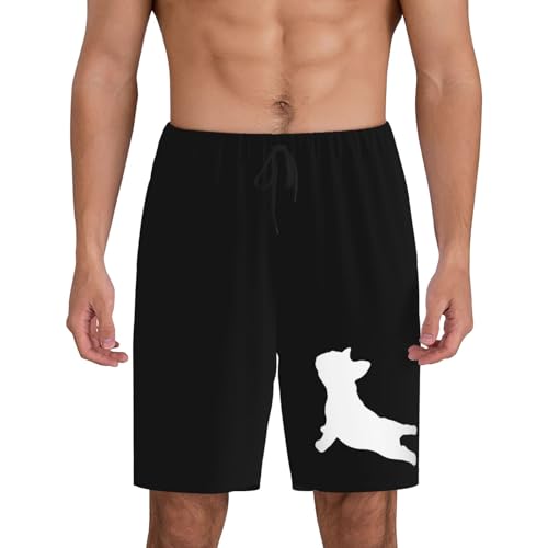 French Bulldog Yoga Pajama Shorts for Men, Men's Pajama Bottoms, Sleepwear for Summer