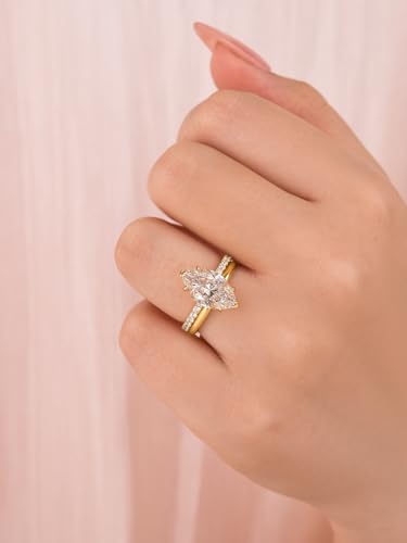 3.5 Carat Marquise Cut Bridal Engagement Ring Set for Women, S925 Sterling Silver 5A Cubic Zirconia Wedding Ring Set4