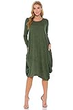 12 Ami Asymmetrical Heathered Sweater Knit Midi Dress (S-XXL) - Made in USA