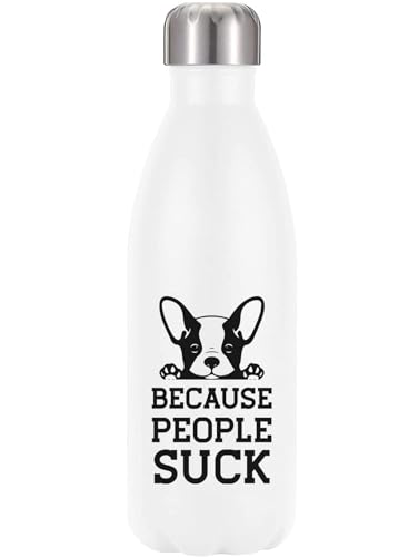 Botella térmica de 350ml en acero inoxidable blanco con frase de perros para el día a día 2