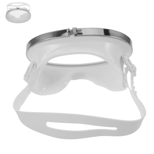 ROMISBABA Maschera Subacquea Integrale Ovale per Adulti in Acciaio Inox Bianco Vetro Temperato, Antiappannamento e Cuciture Impermeabili, Maschera da Snorkeling Regolabile per Immersioni e
