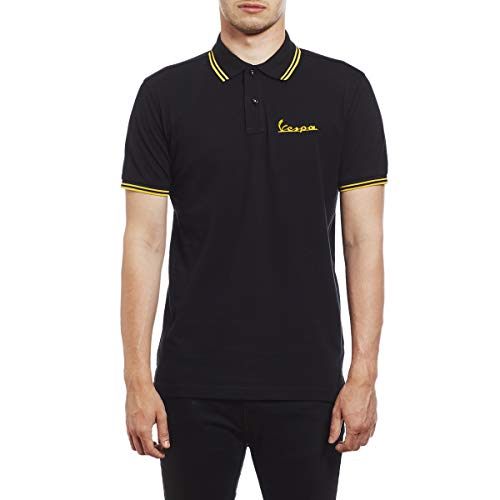 Northern Soul Vespa Scooter Polo Bordado de Hombre. XXL/Negro/Oro