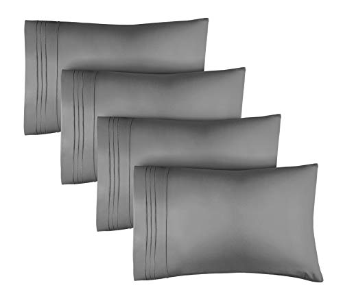 4 Pack Pillow Cases - Queen Size - 4PC Pillow Cases - 4 Pack Pillow Covers - 4 Pack Pillowcases - Pillow Case Set of 4 - Pillow Covers with Embroidery - Super Soft Pillow Cases - Luxury Pillow Cases