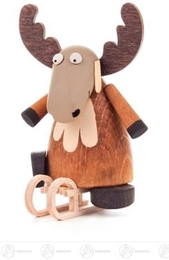 Rudolphs Schatzkiste Miniature Moose on Carriage Height of Approx. 7.5 cm ore Mountains Christmas Figure Wood Figure