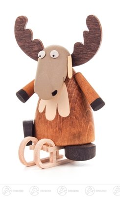Rudolphs Schatzkiste Miniature Moose On Carriage Height Of Approx. 7.5 Cm Ore Mountains Christmas Figure Wood Figure #TOP2