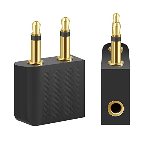 T Tersely Airplane Headphone Audio Adapter, [2 Pack] for Audio Jack to Plug Air Plane Flight Connector Dual Socket Headphone Audio Jack Male,Earphone Adaptor 3.5 mm 1/8 inch Fits