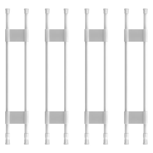4 Sets Double RV Refrigerator Bars RV Tension Rods with Adjustable Length 19.5-36.7 Non-Slip RV Refrigerator Bars for Camper Refrigerator Kitchen Closet Bookshelf Cupboard-White