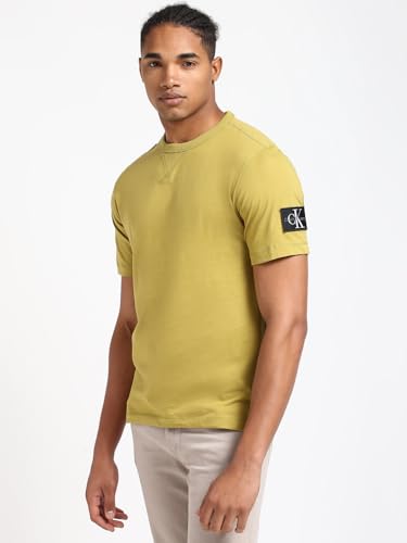 Calvin Klein Herren T-Shirt Kurzarm Regular Tee mit Logo-Badge, Grün (Willow), XXXL – Ansicht 4