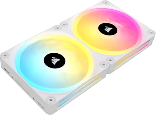 Corsair iCUE Link QX140 RGB à Dôme Magnétique de 140mm Ventilateurs - Double Ventilateurs Kit de Démarrage avec Le Hub du Système iCUE Link - Blanc