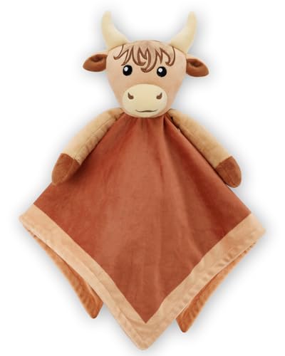 Image of Gicoherero Highland Cow Baby Girl Security Blanket-Floral Highland Cow Lovey-Baby Nursery Stuff-Gfit for Newborn Girl Baby Shower