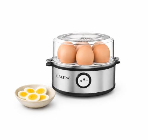 Image of BALTRA Eggy Dlx 350W Instant Egg Boiler Electric | Boils 7 Eggs at Once | 3 Boiling Modes | Stainless Steel Body with Poaching Tray & Heating Plate | Auto Power Off for Safe and Convenient Cooking